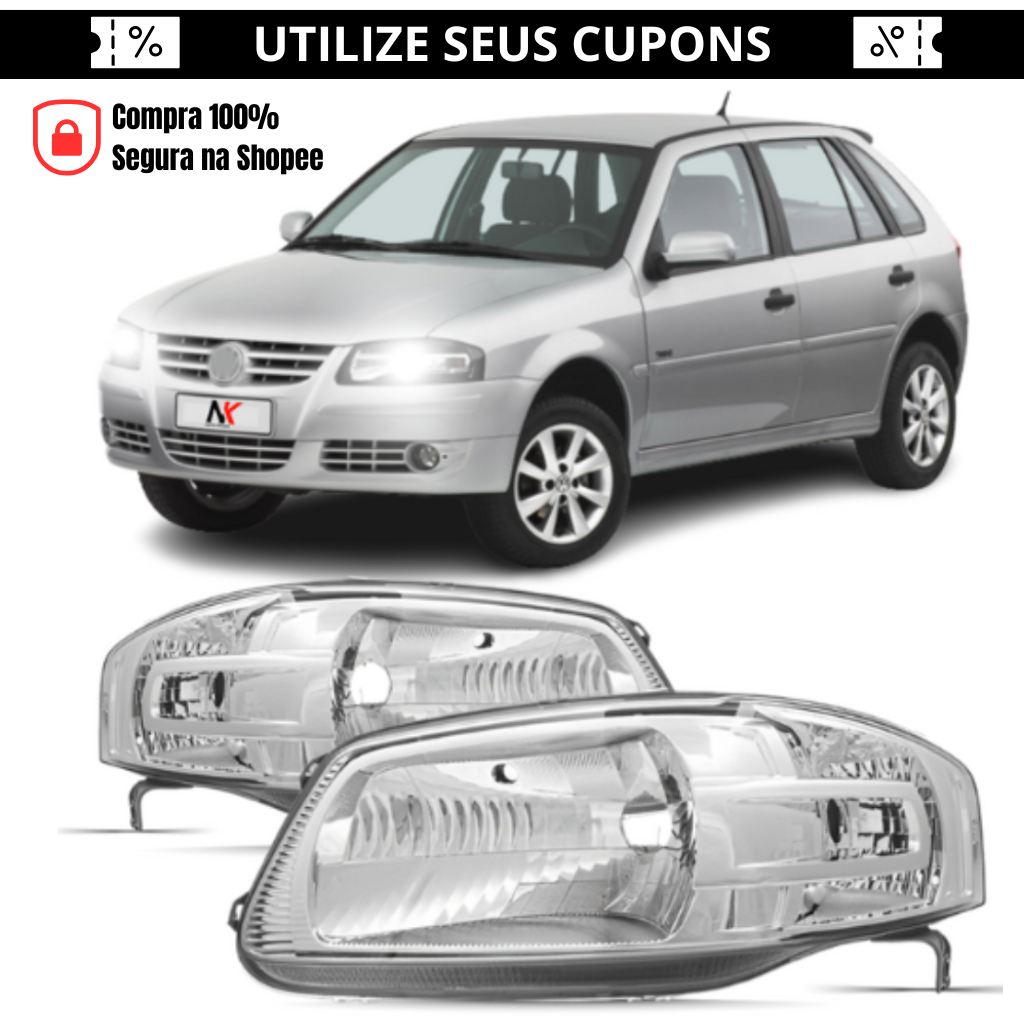 Par/Un Farol Gol G4 2005 2006 2007 08 09 10 11 12 13 2014 Cromado