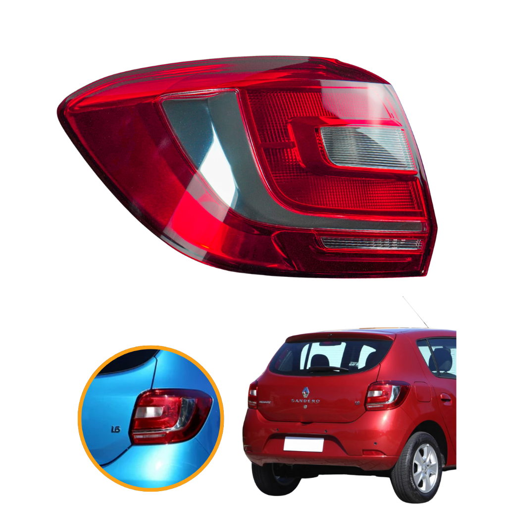 Lanternas Traseira Renault Sandero 2015 2016 2017 2018 2019 Lente Acrílico Bicolor Unidade