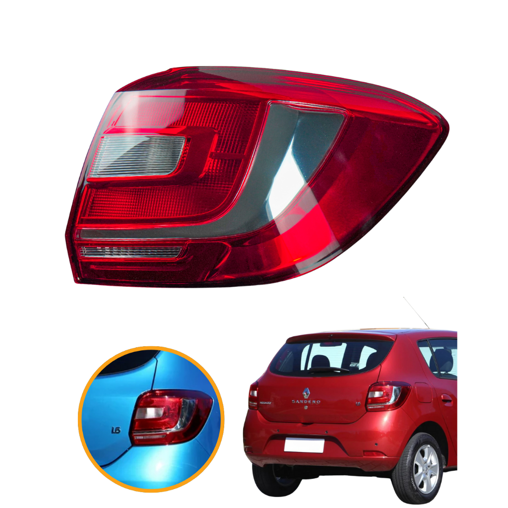 Lanternas Traseira Lado Direito Renault Sandero Bicolor Lente Acrílico 2015 2016 2017 2018 2019