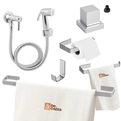 Kit Acessórios Banheiro Cromado Inox Ducha Higiênica ABS Acabamento Registro Metal Docol 1/2 3/4