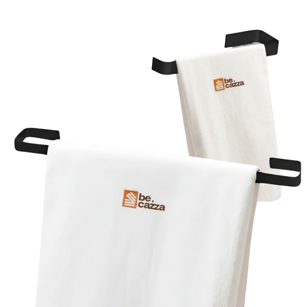 Acessórios para Banheiro Lavabo Preto Fosco 2 Peças - Porta Toalha Banho e Porta