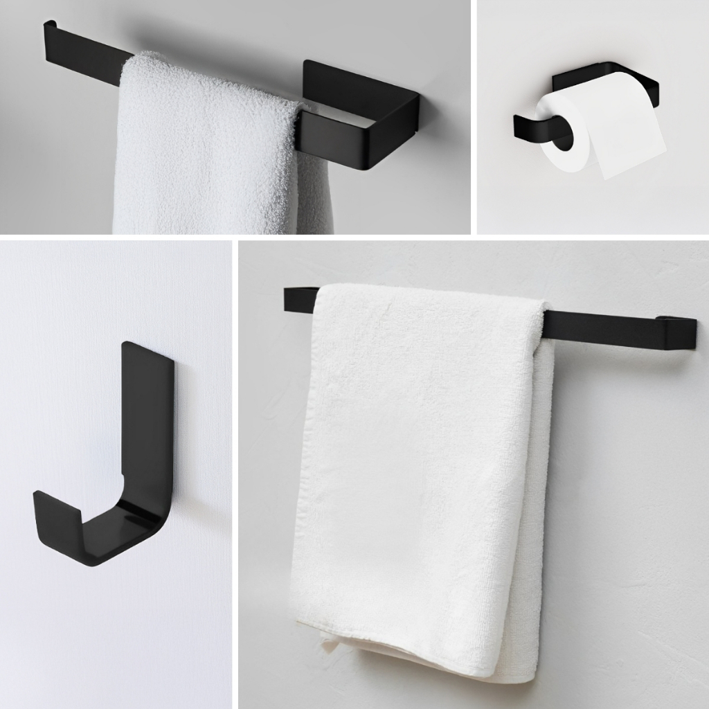 Kit Acessórios Banheiro Preto Super Luxo SS com Acabamento Registro Quadrado Deca 100% Metal Lavabo · foto 2