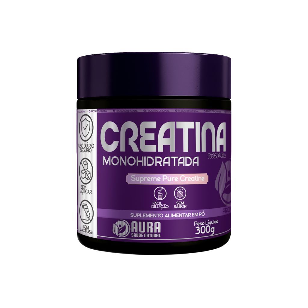 Creatina Monohidratada 500g Aura 100% Pura Recuperação Alta Performance Músculo Treino