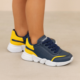 Tênis Infantil Casual Esportivo Masculino Menino Sola Alta Cadarço Escolar Azul em Oferta na Shopee