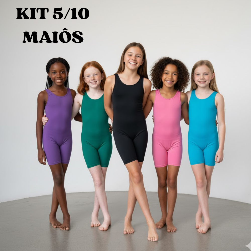 Maiô Infantil Feminino Macaquinho Juvenil Para Natação & Hidroginástica em Suplex