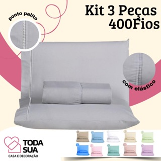 Jogo De Lençol Queen 100% Algodão 400 Fios 3 Pçs Com Elástico em Oferta na Shopee