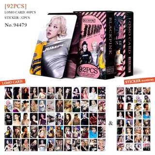 K-POP 92 pcs BLACK PINK 60 Photocard+32adesivos lisa jisoo Jennie rose cartão pronto para ser Lomo em Oferta na Shopee