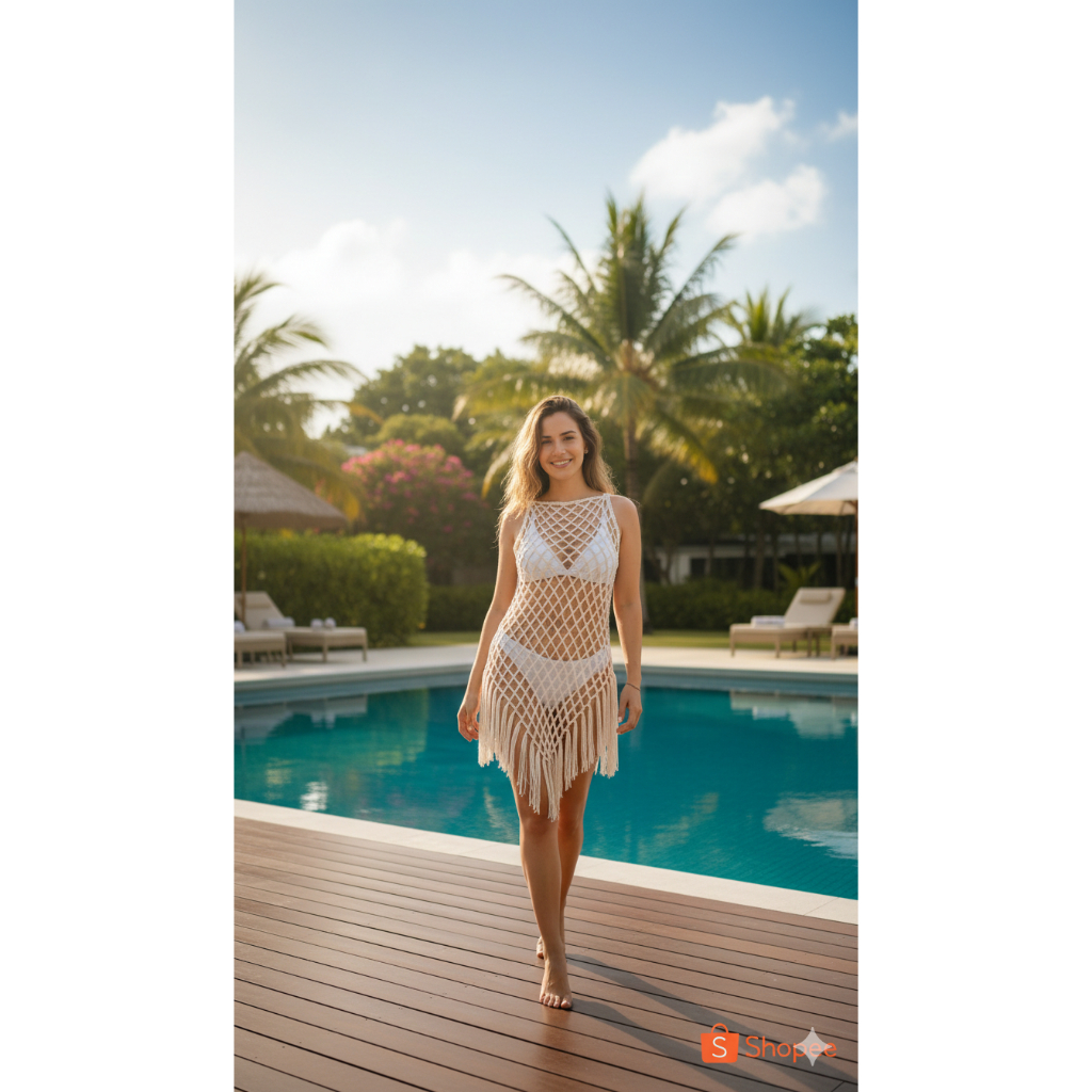 Saída de Praia com Franja de Crochê: Estilo e Conforto para o Verão! Feito à Mão