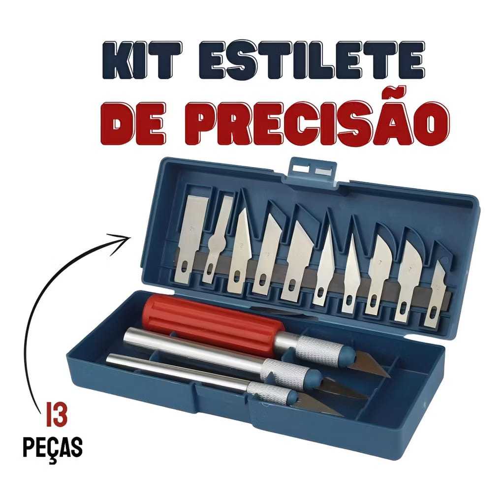 KIT ESTILETE DE PRECISÃO KNIFE Cortador 13 Peças 15cm - ut.781
