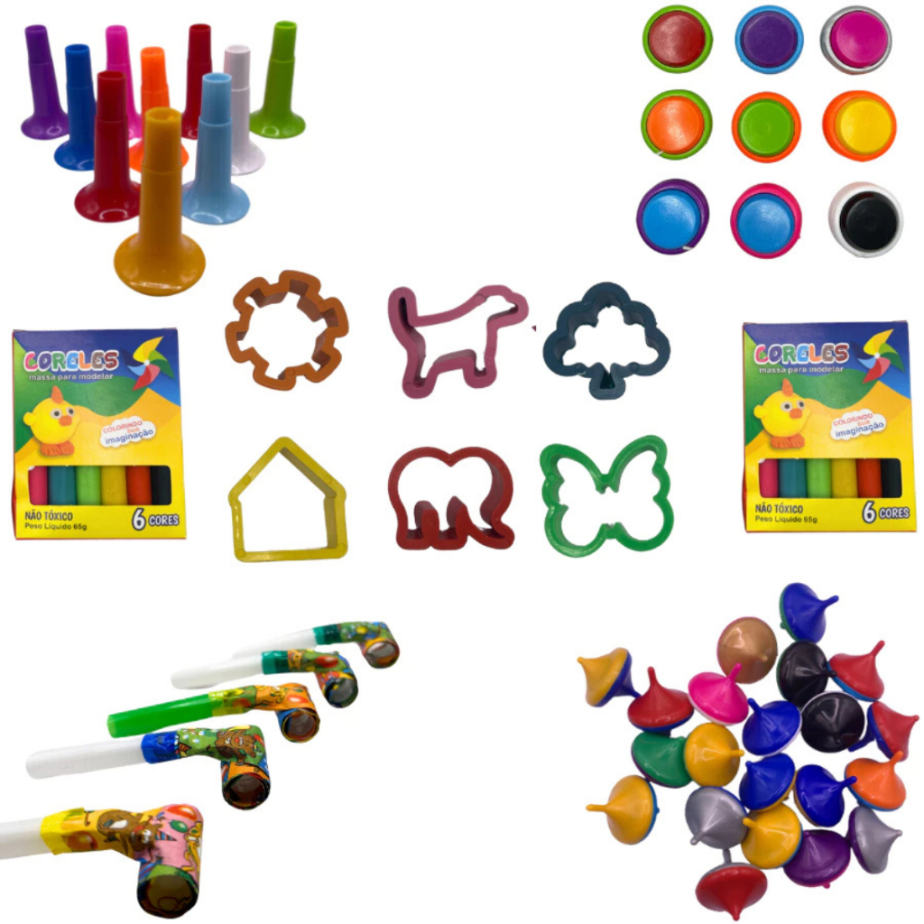 Kit 200 Brinquedos Massinha Forminha  modelar Sacolinha Surpresa Festa De Aniversario Criança Natal