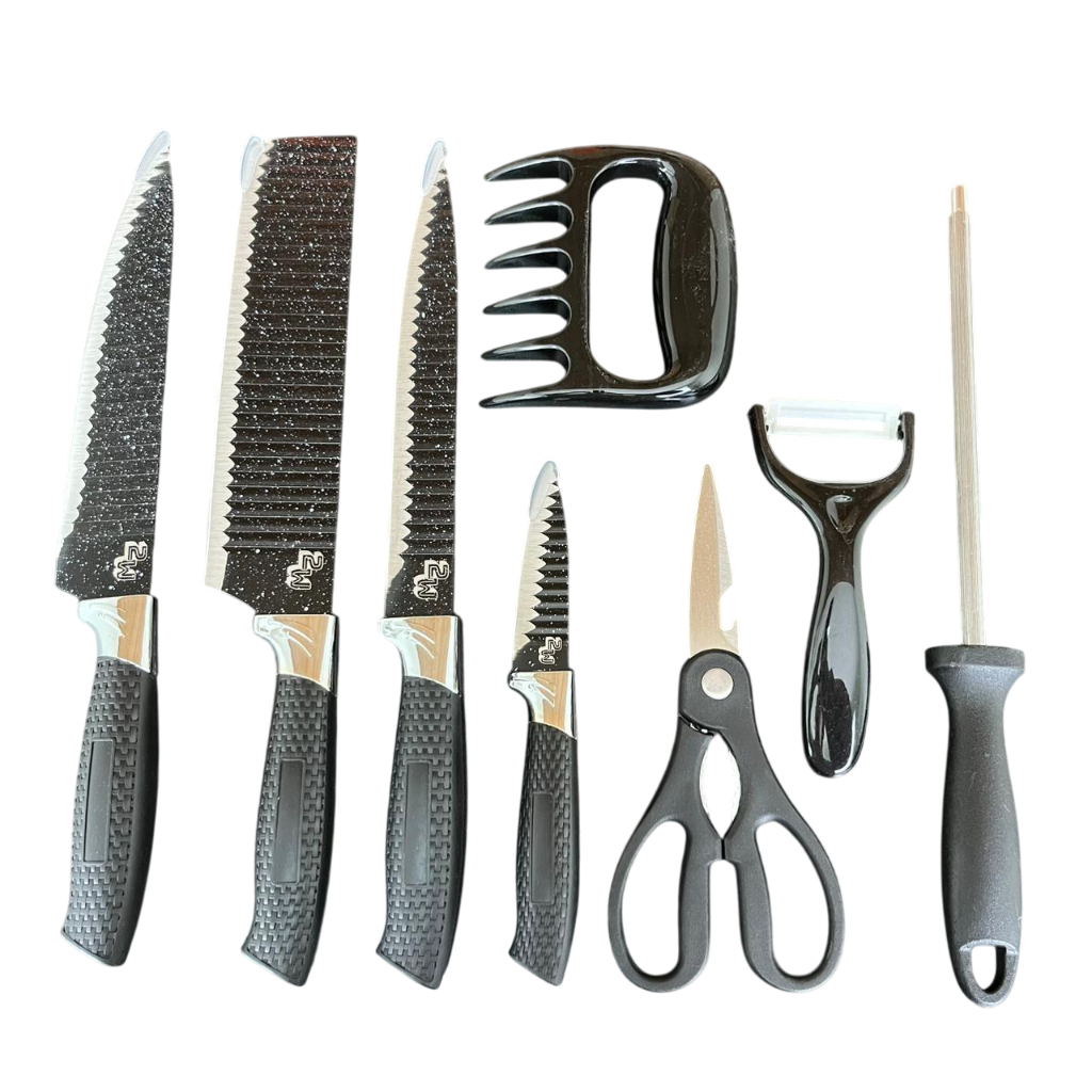 Imagem Kit 8 Peças Faca Inox Churrasco Cozinha Profissional Premium