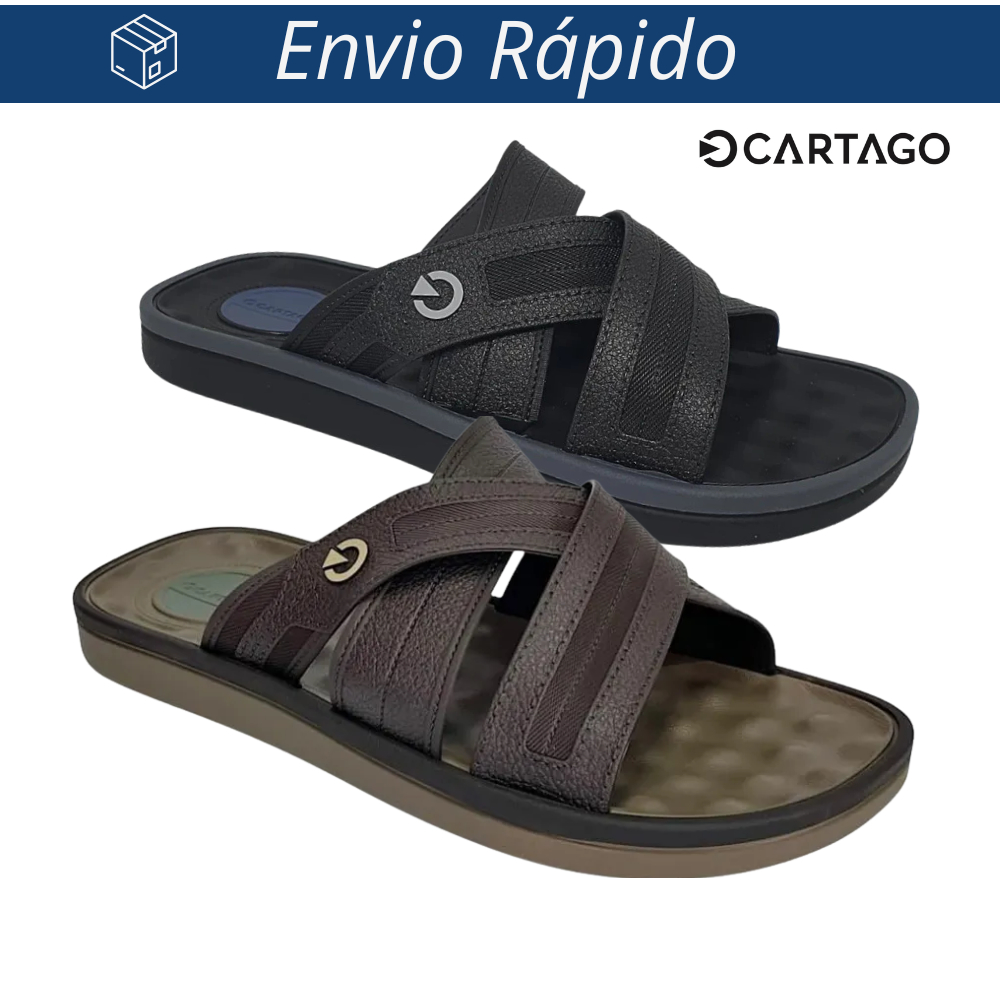 Chinelo Slide Cartago Alabama Preto Marrom Original