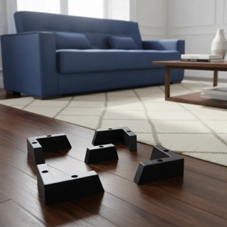 PÉ P/ CAMA BOX OU BAÚ, SOFÁ- MODELO CANTONEIRA L  LINEAR COR PRETO KIT 4X2  PREMIUM PREMIUM 15.036 em Oferta na Shopee