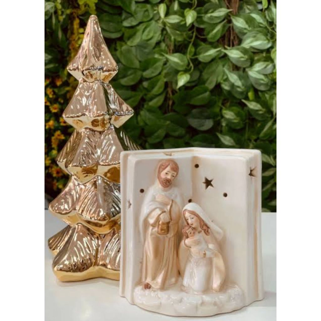 Presépio Wincy Presépio De Natal Porcelana Sagrada Família Com Luz