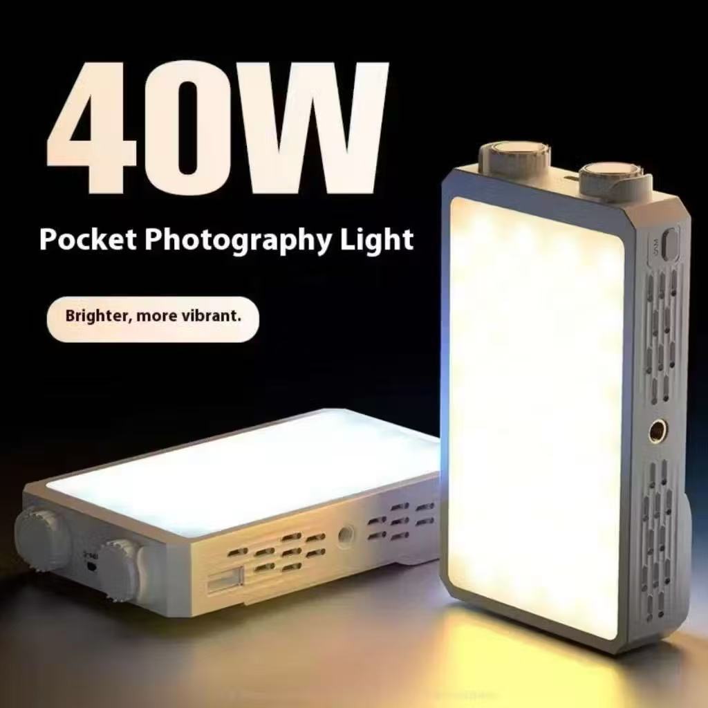 LED luminaria Bicolor 40W Profissional+Ventilador - CCT Ajustável 2500K-9000K, Bateria 4400mAh pra celular camera l