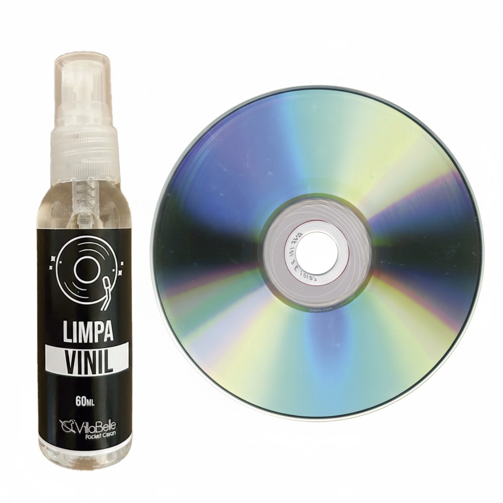 LImpador Discos de Vinil DVD CD Blu-Ray PS3 PS4 PS5 60ml Villa Belle Pocket Clean