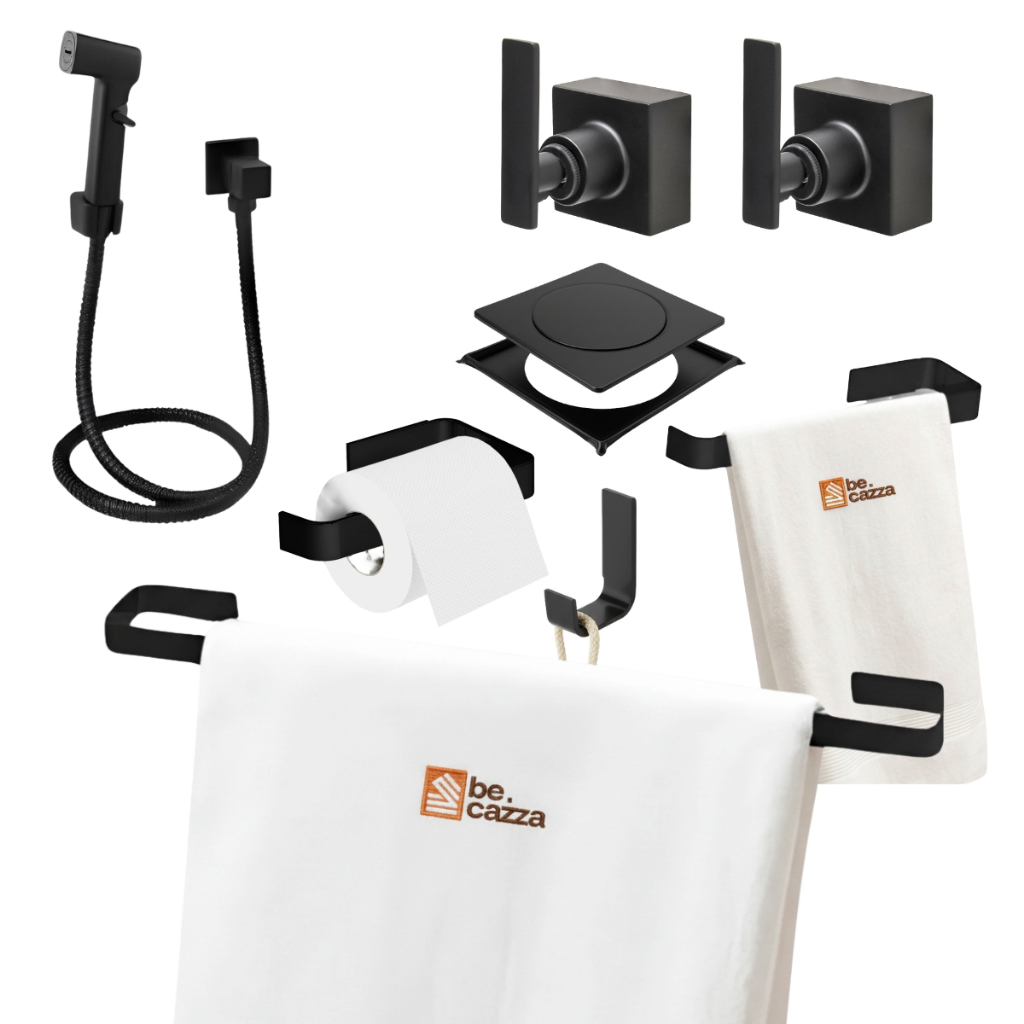 Kit Acessórios Banheiro Preto Fosco Ducha Higiênica Acabamento Registro Deca Ral