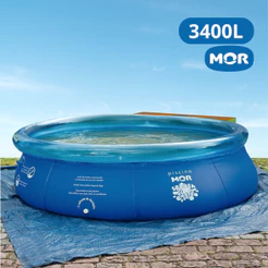 Piscina Inflável 3400 Litros Mor Redonda Lona PVC Kit Reparo Verão Quintal Calor Azul Splash Encher