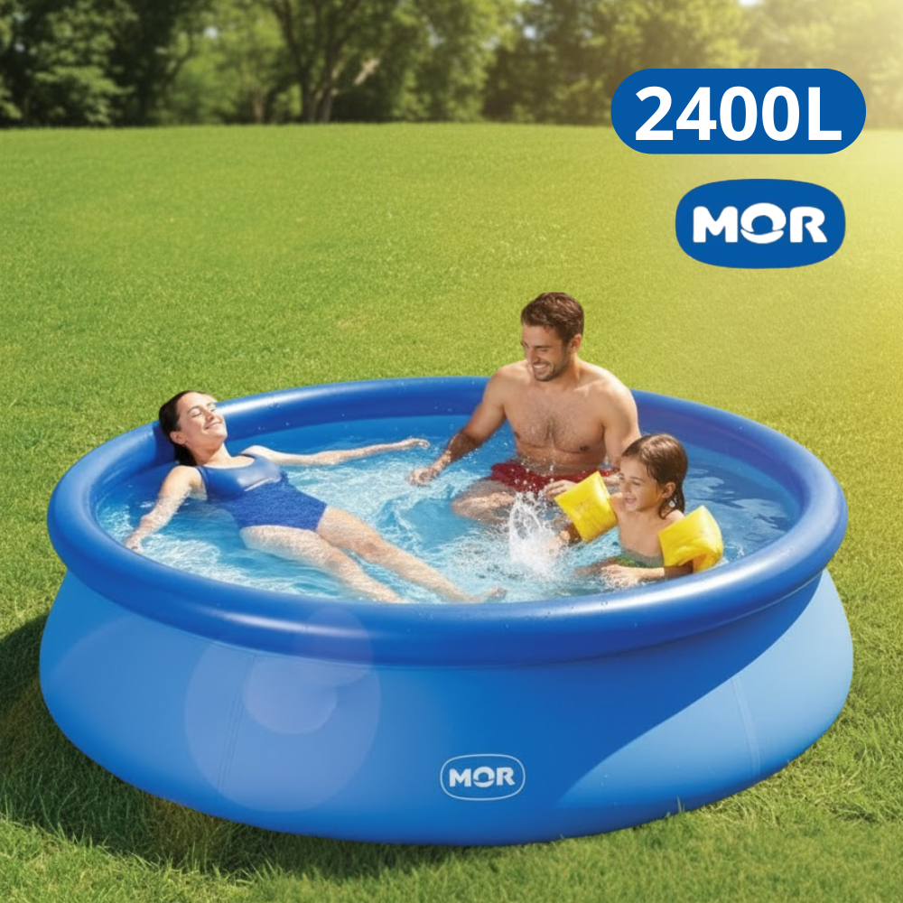 Piscina Inflável 2400 Litros Mor Redonda Lona PVC Kit Reparo Verão Quintal Calor Infantil Azul Splash Encher