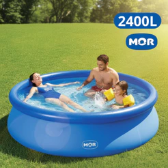 Piscina Inflável 2400 Litros Mor Redonda Lona PVC Kit Reparo Verão Quintal Calor Infantil Azul Splash Encher