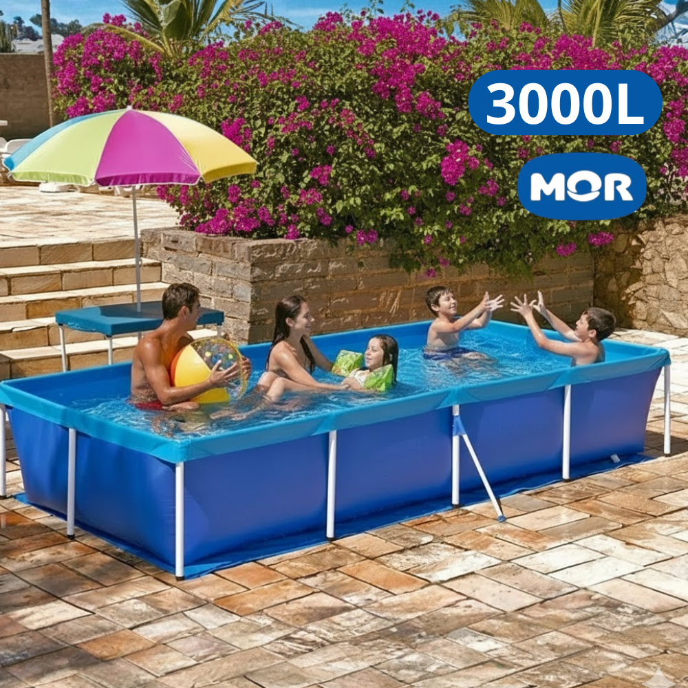 Piscina 3000 Litros Mor Estruturada Retangular Quadrada Standart Verão Calor Quintal Azul Ferro