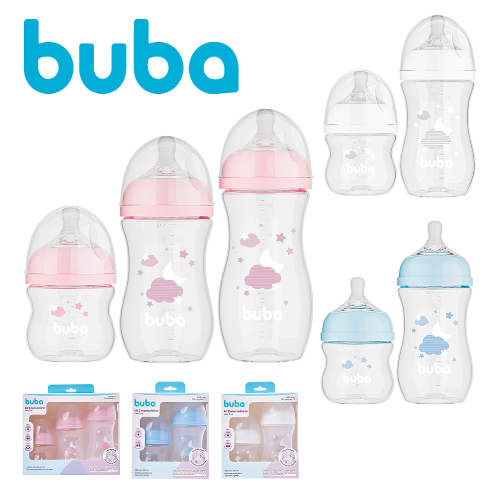 Kit 3/2 Mamadeiras Anticólica Silicone Macio Easy Flow Antivazamento Bico Pétala do Bebê Buba em Oferta na Shopee