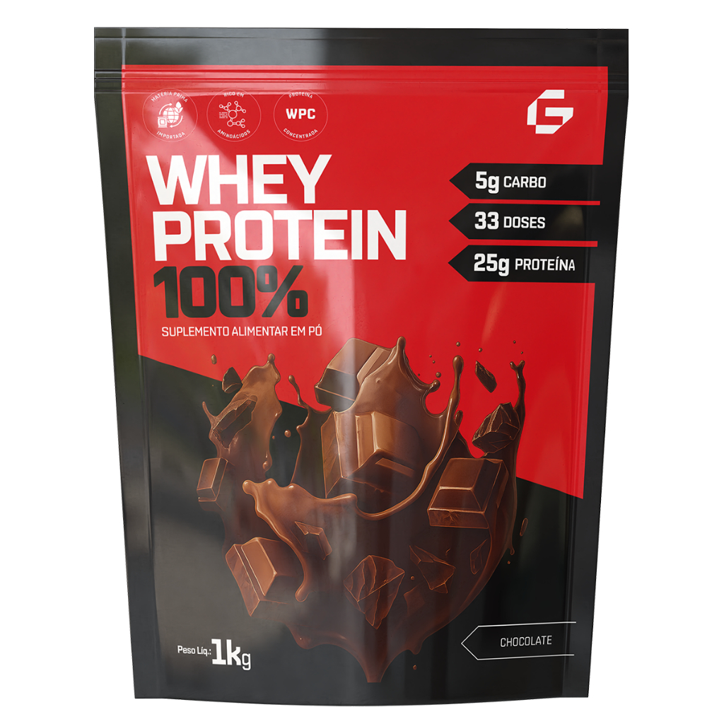 100% Whey Protein Concentrado Refil 1kg Grow - Proteína Concentrada - 25g de proteína por dose (Natural) - Igual Growth