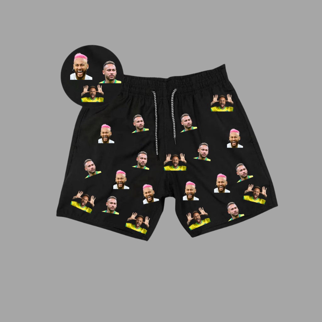 Shorts Tactel  Elastano Bermuda Masculino Personalizado  Menino Ney Futebol Campeonato Rua Presente Amigo Secreto Oferta