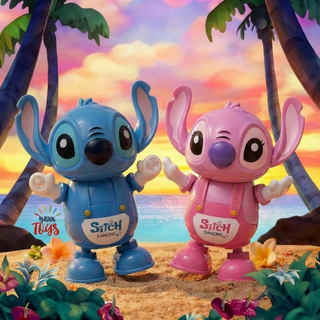 Brinquedo Infantil Robô Dançarino Stitch e Angel Luz E Som Infantil Envio Rápido