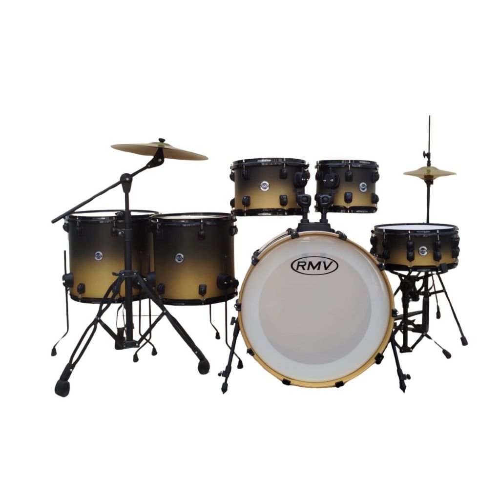 Bateria Rmv Colors B22/10/12/14/16cx14 Preta com champanhe C/aros pretos