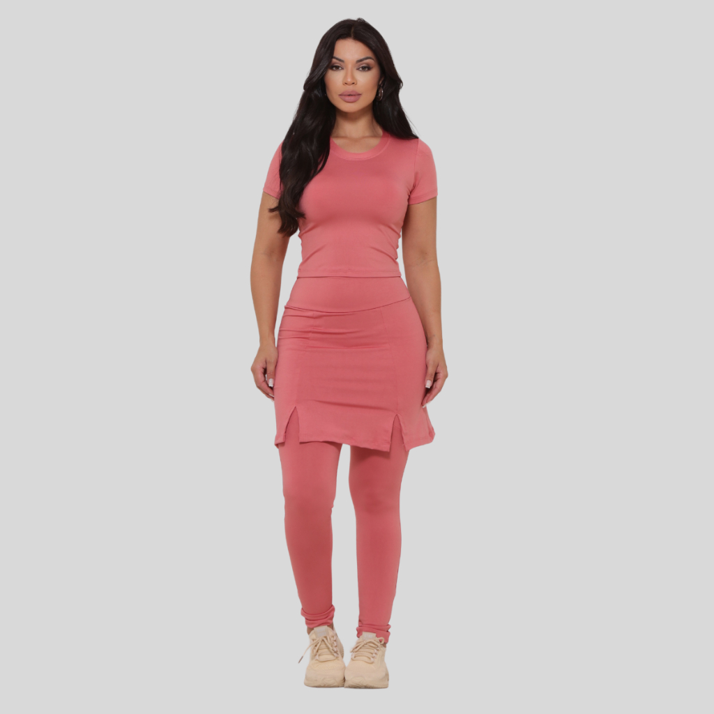Conjunto Calça + Blusinha Fitness Moda Evangelica C/ Bolso Legging Modesta