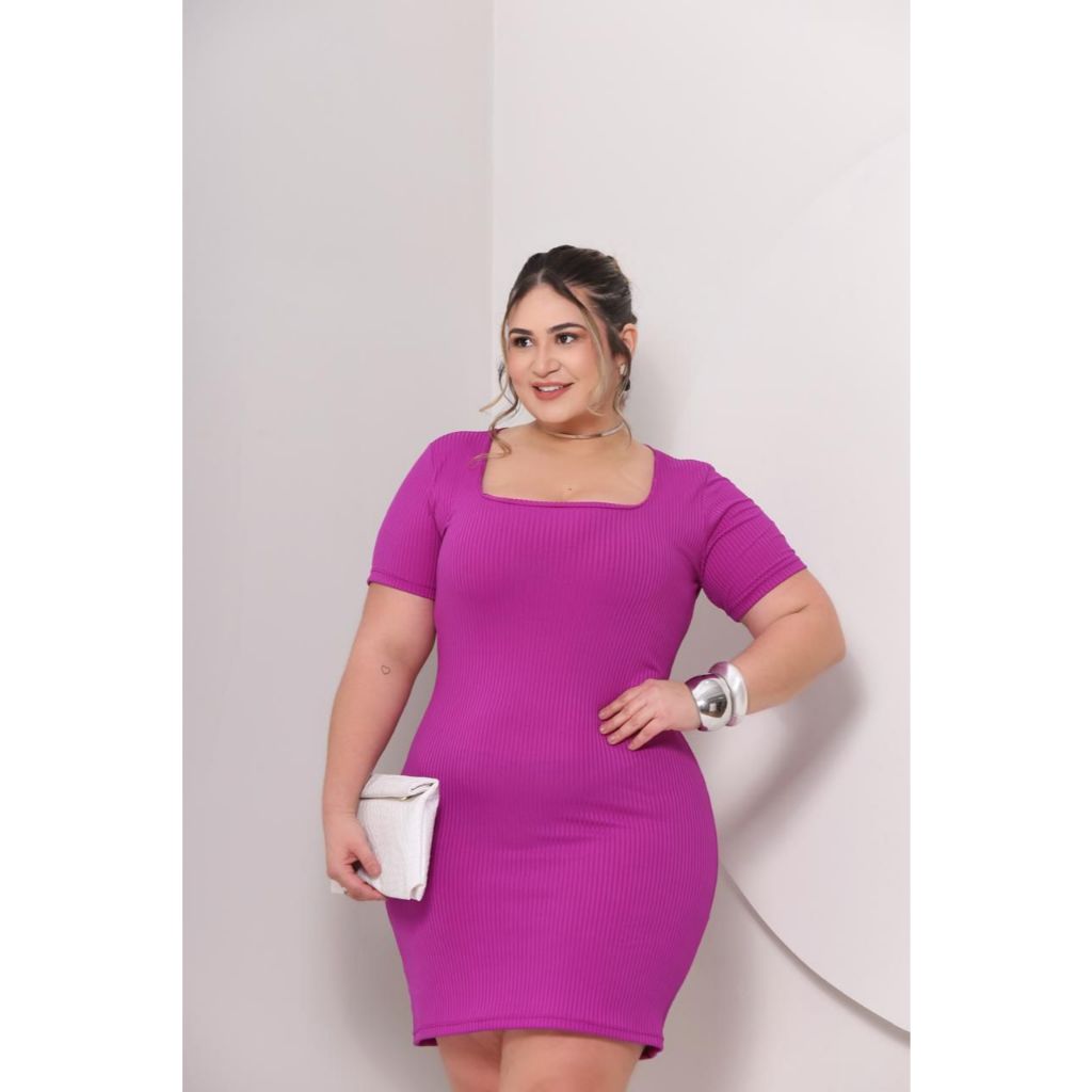 Vestido Plus Size Feminino Curto Casual Tubinho Básico Confortável