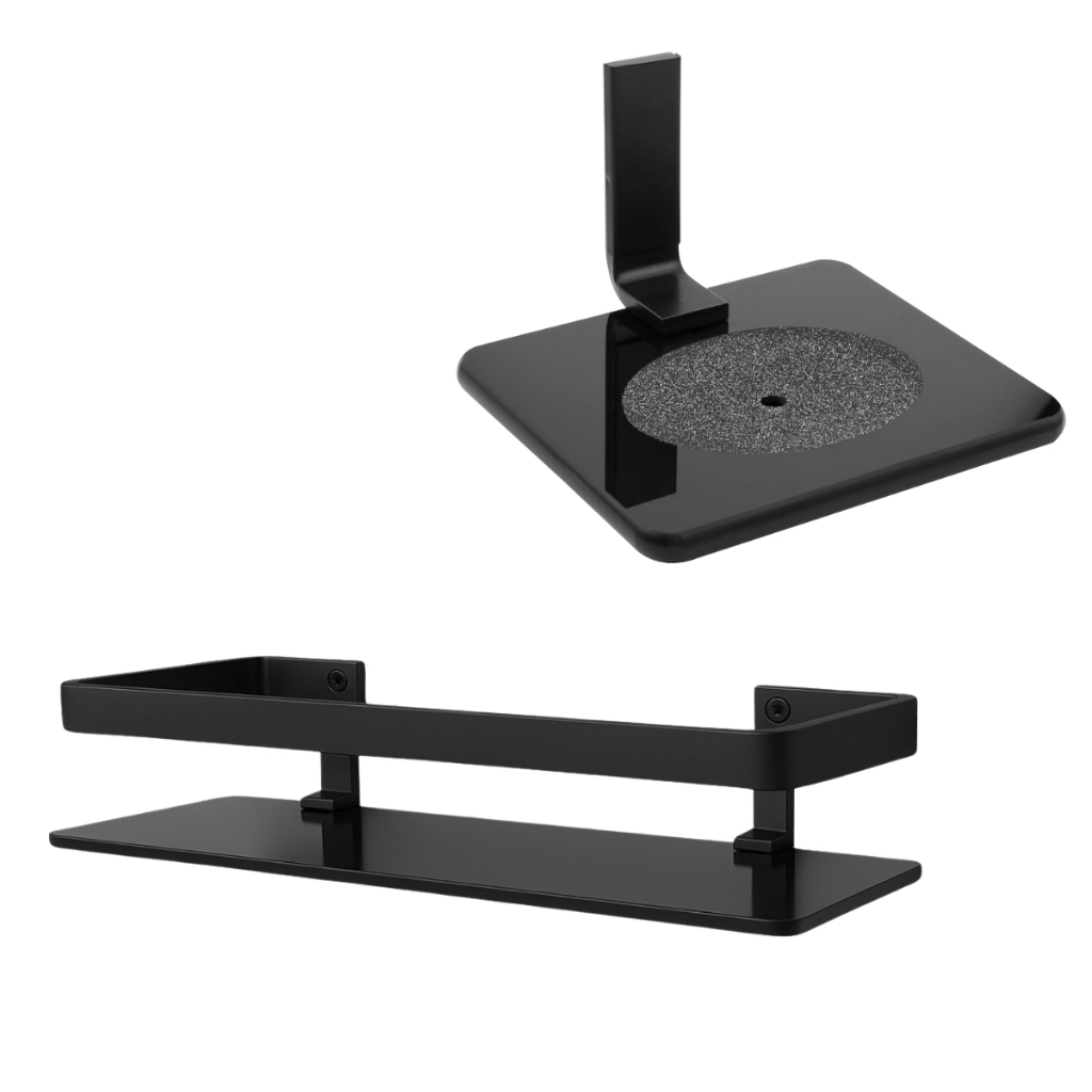 Kit Porta Shampoo e Saboneteira Vidro All Black Banheiro Box Parede Nicho Preto Fosco Luxo Decor