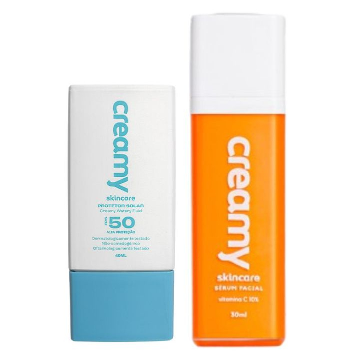 Duo Protetor Solar Watery Fluid FPS 50 + Vitamina C em Oferta na Shopee