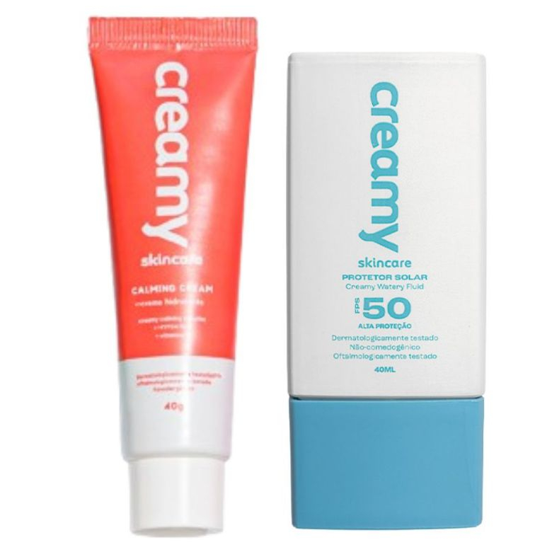 Kit Calming Cream + Protetor Solar Watery Fluid FPS 50 em Oferta na Shopee