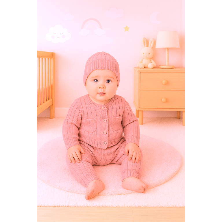 Saída de Maternidade Tricot 4 Peças Aconchego Charme e Beleza para o Bebê Enxoval Completo Para Recém Nascido