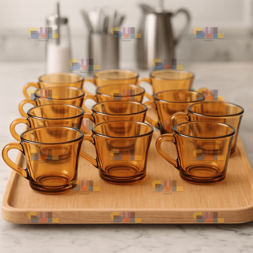 Jogo de Xicara 12 Peças 200ml SINO AMBAR Marrom Vidro Chá Café Conjunto Xicaras Louças Clássica em Oferta na Shopee
