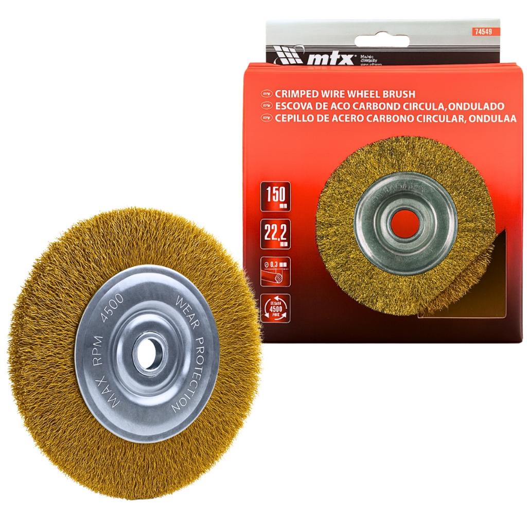 Escova Circular 6 Pol 150mm Aço Furo 7/8 Pol Ferramenta Moto Esmeril MTX