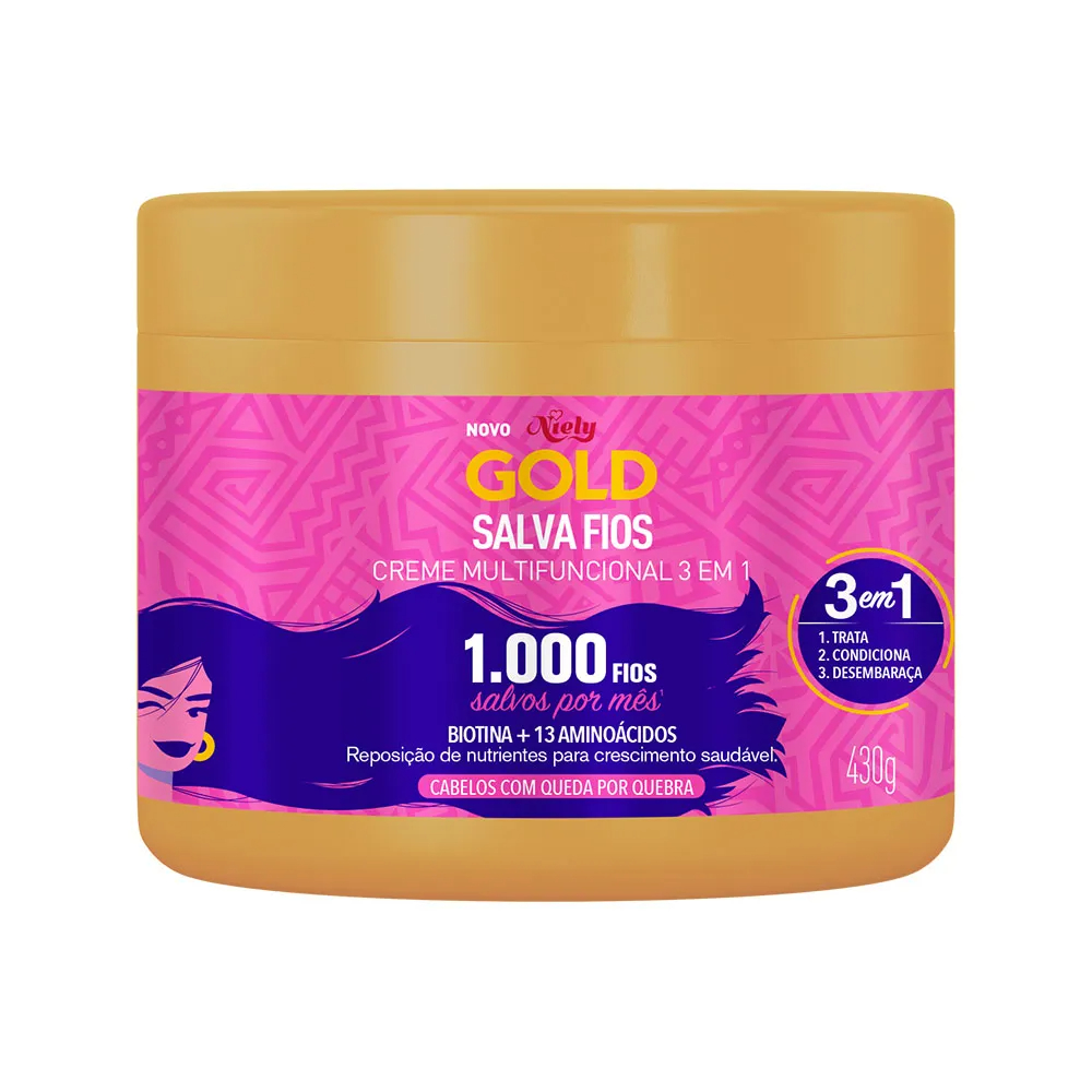 Creme Multifuncional 3 Em 1 Niely Gold Salva Fios Com 430g