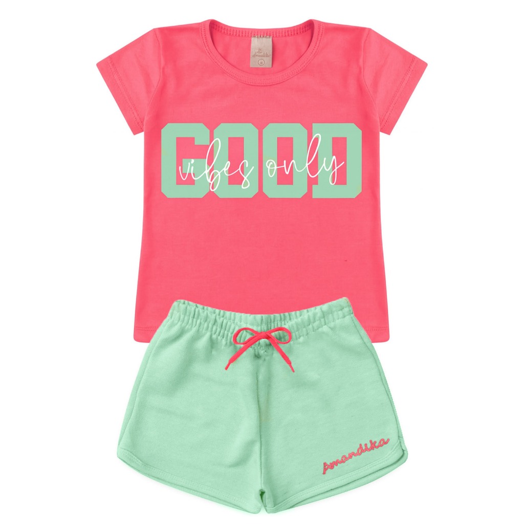 Conjunto Infantil Feminino Shorts E Baby Look L17
