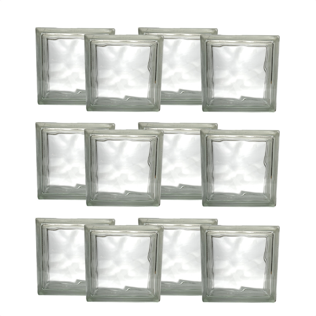 Kit 12 Tijolos De Vidro Bloco Incolor Conforto Visual 19x19
