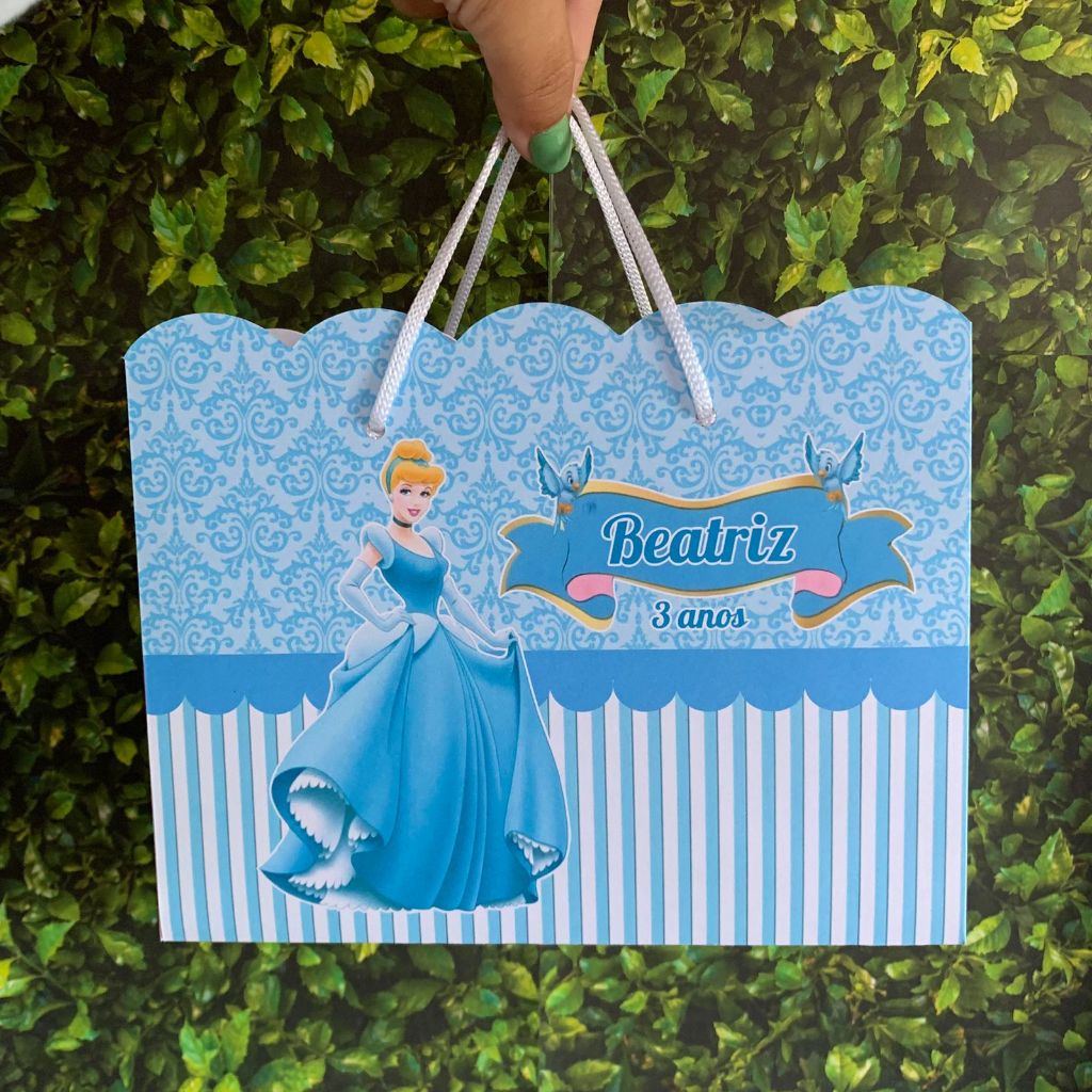 Sacolinhas Personalizadas (G) Cinderela Lembrancinhas Festa Infantil Todos  os temas PEGUE E MONTE