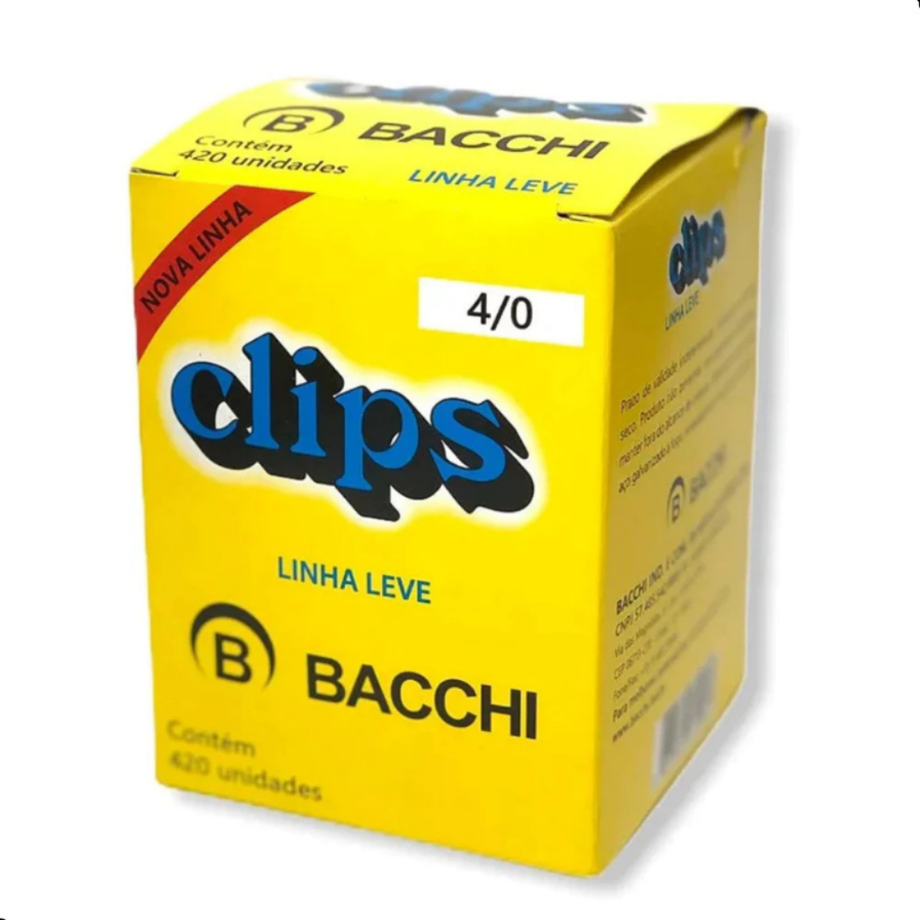 Clips Aço Galvanizado Bacchi 4/0 Linha Leve Caixa Com 420 Unidades Escritório Papelaria Organização em Oferta na Shopee