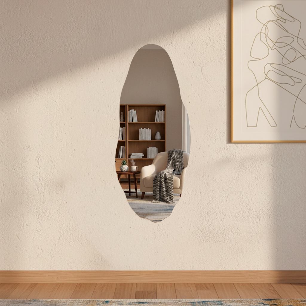 Espelho Orgânico Decorativo Luxo Lapidado Design Moderno Ideal para Hall Closet Lavabo Sala Brinovar