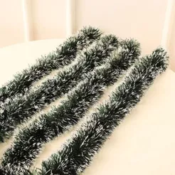 Kit Festões Natalinos Verde Nevado 5mx6cm para Decoração de Natal Enfeitar Árvores VMP