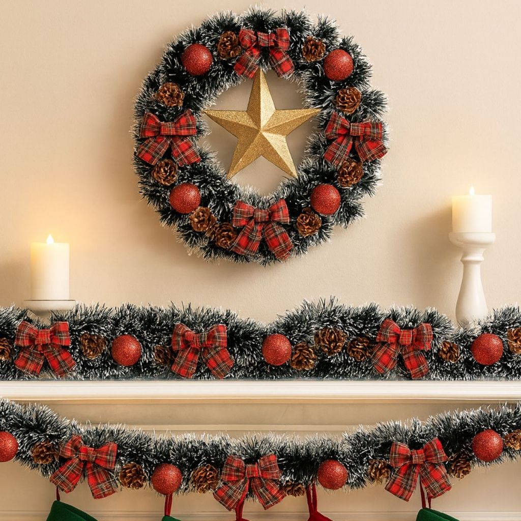 Festões Natalinos Verde Nevado 5mx6cm para Decoração de Natal Enfeitar Árvores VMP em Oferta na Shopee