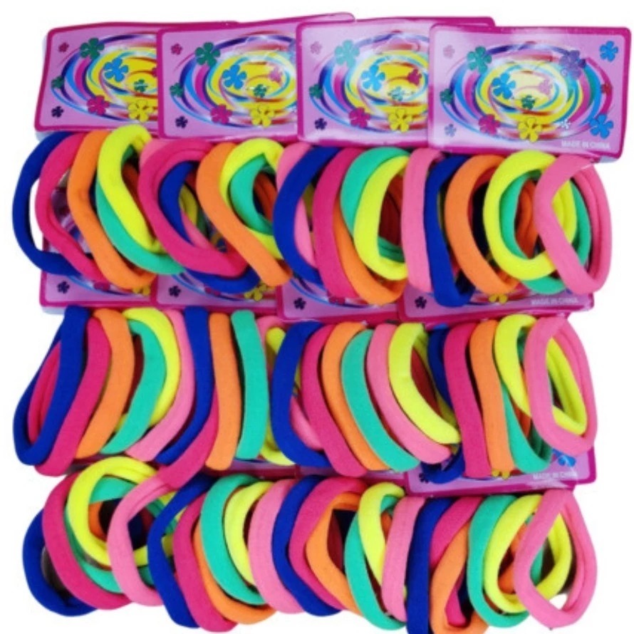 Kit 72 Elásticos de Cabelo Colorido/Xuxinha/Rabicó/Meia/Feminino/Infantil