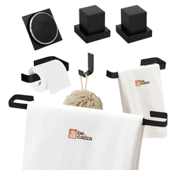 Kit Acessórios Banheiro Preto Quadrado Acabamento Registro Deca 1/2 3/4 Ralo Click Veda Cheiro