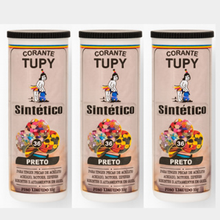 Kit 3 Unidades Corante Tupy Sintético 35g Preto/Azul – Alta Fixação para Acetato, Botões, Zíperes e Artesanato em Oferta na Shopee
