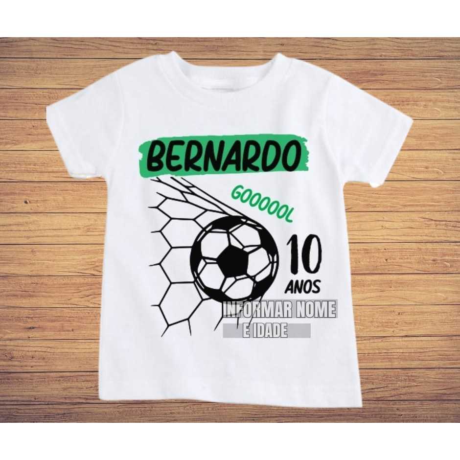 Camisa Infantil Aniversário Futebol com Nome e Idade -Tn93